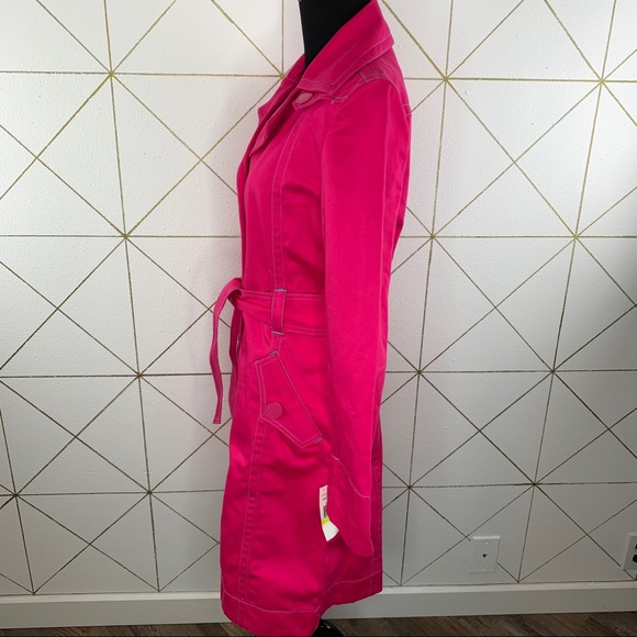 Tommy Jeans Women’s Hot Pink Belted Trench Coat NWT Size Medium - Picture 3 of 13